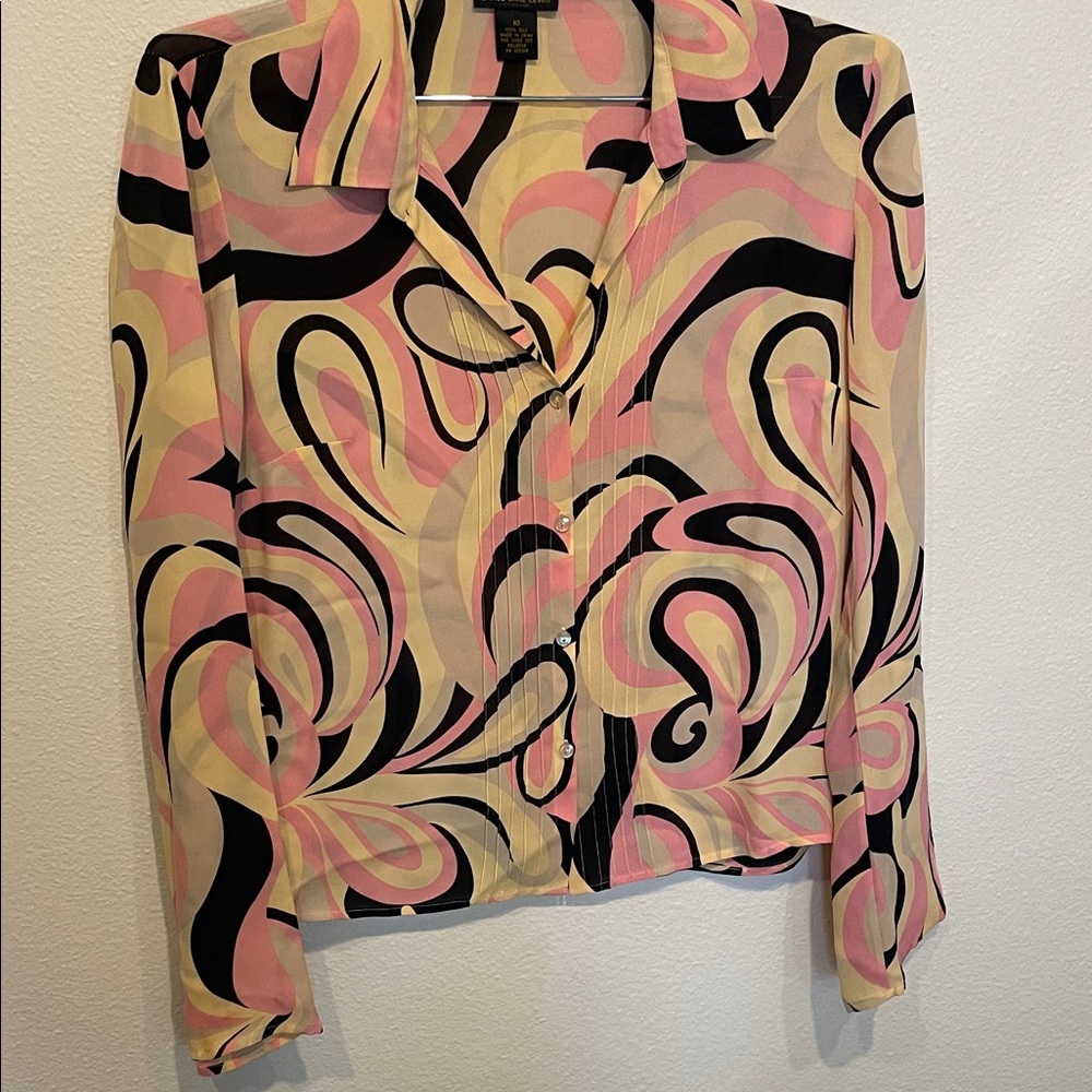 Size 10 Grace Dane Lewis Silk Swirl Pattern Blouse